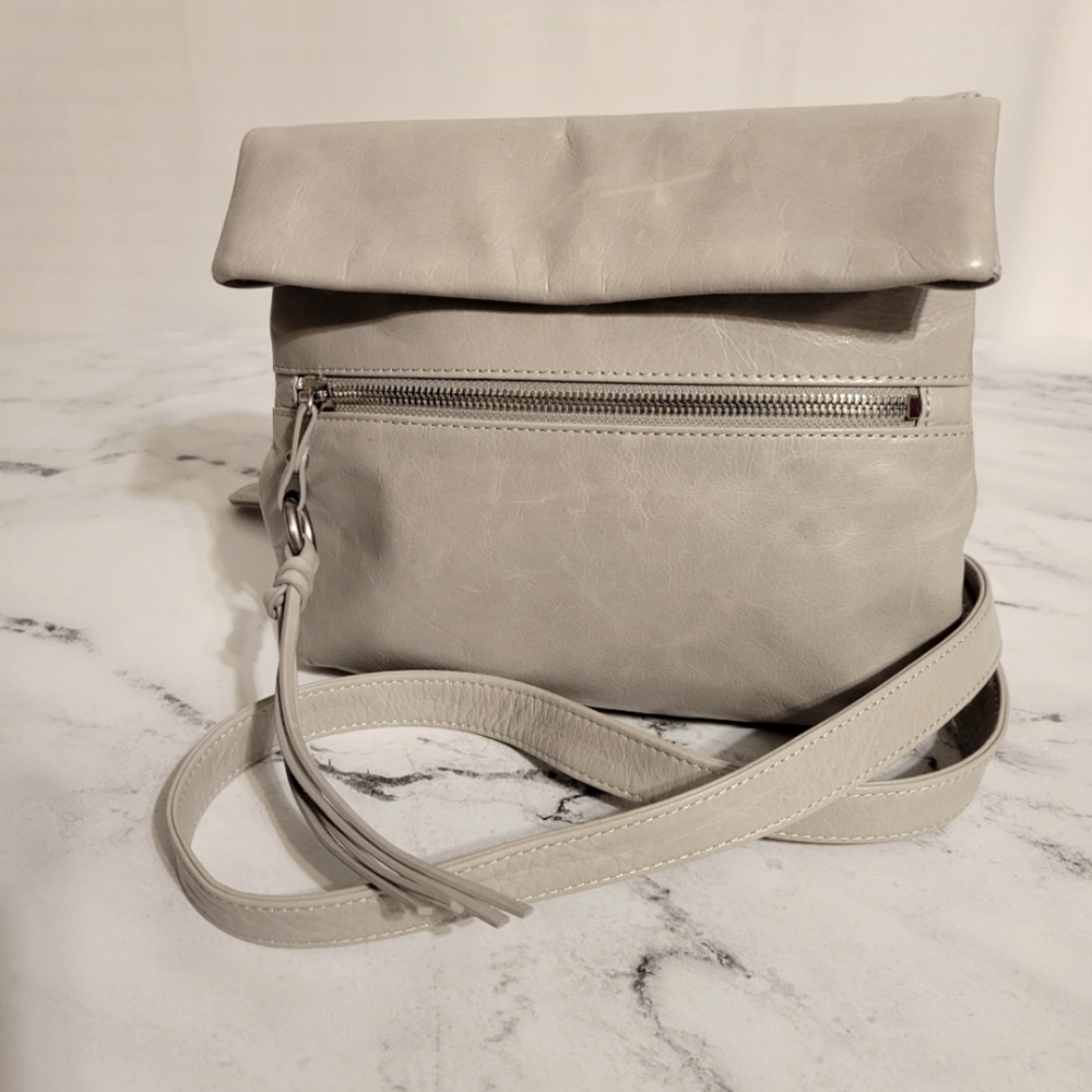 HOBO The Original Stone/Light Gray Leather Crossbody & Shoulder Bag